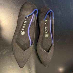 Rothy’s Black Point Toe Flat, 8.5, Like New